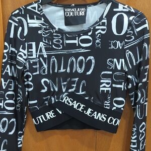 Versace Jeans Couture Black and White Crop Top